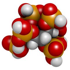 Wall Mural - Phytic acid (hexakisphosphate, IP6, phytate) molecule. Present in seeds and grains of many plants, acting as storage form of phosphorus.