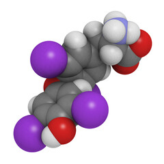 Sticker - thyroxine hormone molecule, chemical structure.