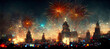 © StudioAi - Happy new year 2023 fireworks celebration over the city digital illustration