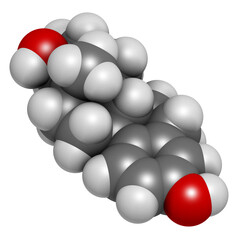 Wall Mural - Estriol (oestriol) human estrogen hormone molecule. 3D rendering.