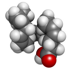 Wall Mural - Omega-3 fatty acid docosahexaenoic acid, molecular model.