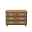 Wooden dresser with boxes. Flat, cartoon, vector