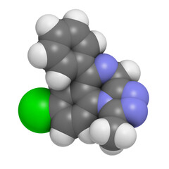 Sticker - Alprazolam sedative and hypnotic drug (benzodiazepine class), chemical structure.