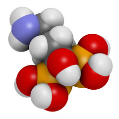 Canvas Print - Alendronic acid (alendronate, bisphosphonate class) osteoporosis drug, chemical structure.