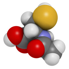 Wall Mural - Acetylcysteine (NAC) mucolytic drug, chemical structure.