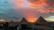 Sunset at the Pyramids of Giza, Egypt.	

