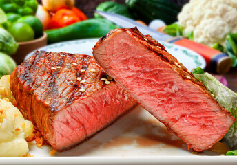 Wall Mural - sliced grilled steak served