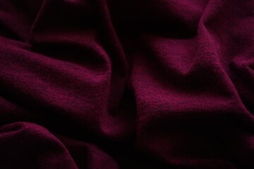 Wall Mural - Closeup wrinkled bordo jersey, soft fabric background