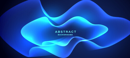 Gradient blue background with dynamic shapes