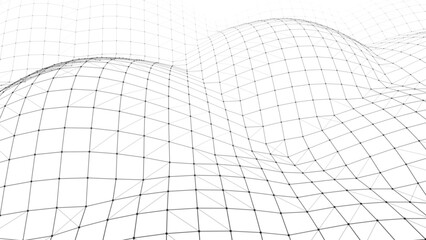 Wall Mural - futuristic moving white wave. digital background with moving particles and lines. big data visualiza