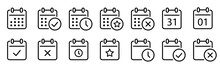 Calendar Icons Collection - Vector. Calendar Symbols Isolated. Line Style Icon. Flat Icon. Editable Stroke. Vector Icon