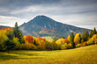 Autumn landscape with The Velky Choc hill in north Slovakia, Europe.