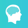 The head of a man in prison on a blue background. Vector illustration