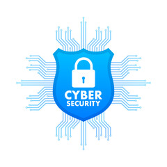 Wall Mural - cyber security vector logo with shield and check mark. security shield concept. internet security. v