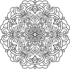 Black and white Mandala illustration Hand drawn outline Mandala