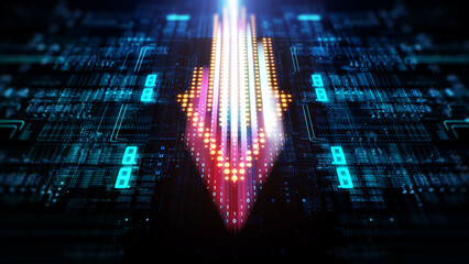 Poster - Technology background moving data array/Technological background data transmission channel. Motion of digital data flow. Transferring of big data. Transfer and storage of data sets. 3d rendering