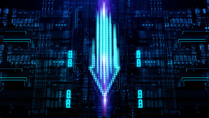 Poster - Technology background moving data array/Technological background data transmission channel. Motion of digital data flow. Transferring of big data. Transfer and storage of data sets. 3d rendering