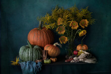 Pumpkin And Sunflowers - Fall 