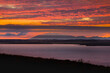 Colorful red Sunset over Snæfellsjökull and the Arctic Sea, in West Iceland