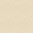 Vector geometric lines pattern. Abstract seamless striped ornament. Simple luxury gold and white stripes, squares, chevron. Modern stylish linear background. Repeat geo design for decor, print, cover