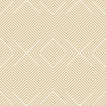 Vector Geometric Lines Pattern. Abstract Seamless Striped Ornament. Simple Luxury Gold And White Stripes, Squares, Chevron. Modern Stylish Linear Background. Repeat Geo Design For Decor, Print, Cover