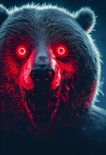 Evil Demonic Zombie Bear, Scary Painting Of A Grizzly