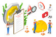 3D Isometric  Conceptual Illustration of Occupational Safety.