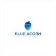 creative blue acorn seed logo design