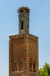 A storks nest caps the mid-14th century minaret at Chellah near Rabat in Morocco. It was built by Sultan Abou al-Hassan Ali.
