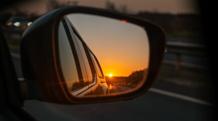 Sticker - Sunsets reflection on the side mirror of the car