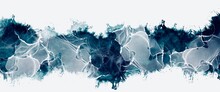 Original Abstract Fluid Art Painting With Dark Teal Alcohol Ink, Free Copy Space, White Canvas, Smoke Accent, Contrast White, Liquid Design Illustration , Wallpaper Background With Decoration Elements