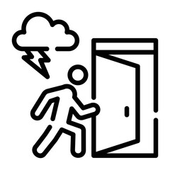 Sticker - Rainstorm icon designed in outline style 