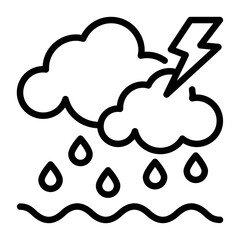 Poster - Rainstorm icon designed in outline style 