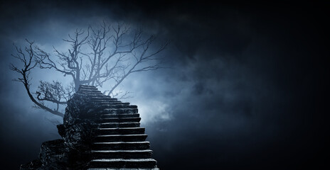 Wall Mural - scary night image . mixed media