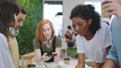 Aufkleber - Startup business people, creative planning and meeting for marketing project, strategy and project in advertising agency. Young, millennial and diversity of designer teamwork, collaboration and ideas