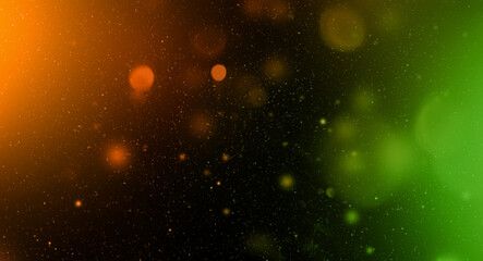 Wall Mural - Green and yellow colorful starry sky, horizontal galaxy background