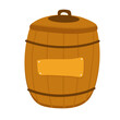 Alcohol barrel, drink container, wooden keg icon isolated on white background. Barrel for wine, rum, beer or gunpowder. Vector Illustration,