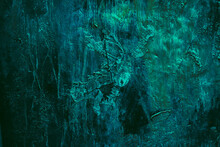 Scary Dark Blue Grunge Wall Concrete Texture Background