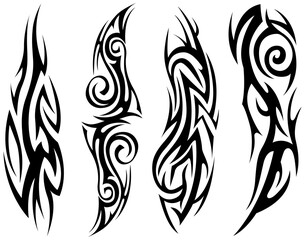 Wall Mural - Png tribal tattoo. Silhouette illustration. Isolated abstract element set.
