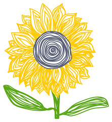 Wall Mural - Sunflower flower. Hand drawn illustration. Pen or marker sketch