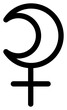 Selena planet symbol. Astrological calendar sign. Zodiacal black and white horoscope. Outline illustration. Jyotisha. Hinduism, Indian or Vedic astrology