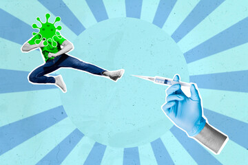 creative abstract template collage of fighting battle virus bacteria against vs doctor science vacci