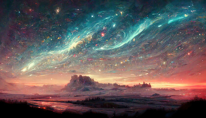 Wall Mural - Phantasy Vast Galaxy Abstract Space Nebula Cosmos Art Illustration