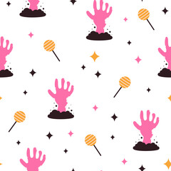 seamless pattern with zombie hand, halloween print