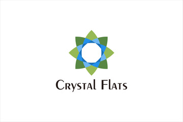 Wall Mural - Crystal mandala logo design frame decoration icon symbol