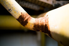 Close-up Of Corroded Steel Pipe, Corrosion Of Steel, General Corrosion, Offshore Petroleum Pipelines.