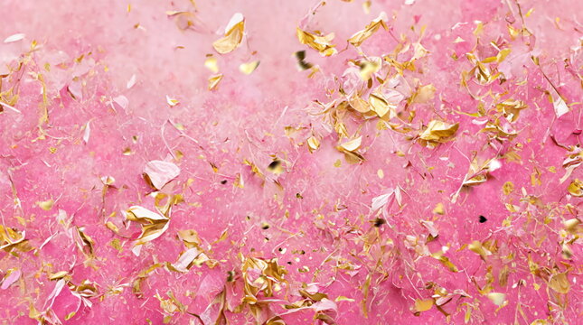 gold element particles and confetti on pink  texture  background vintage modern old template