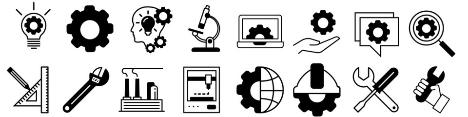 Wall Mural - technology icon vector set. engineering illustration sign collection. engineer symbol. manufacturing