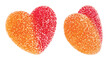Fruit jellies candy hearts. Peach Candy. Heart Jelly Candy. Isolated on white background. 3d illustration