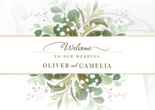 Welcome Sign For Wedding With Watercolor Floral